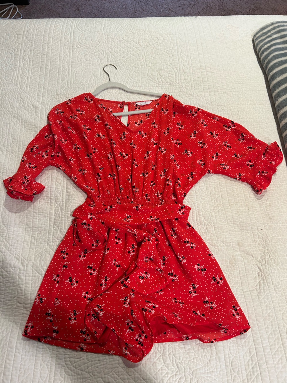BB Dakota Red Floral Romper